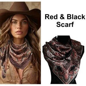 Kerchief/Bandana/Scarf ♠️♥️ Red & Black Paisley Patterned Scarf